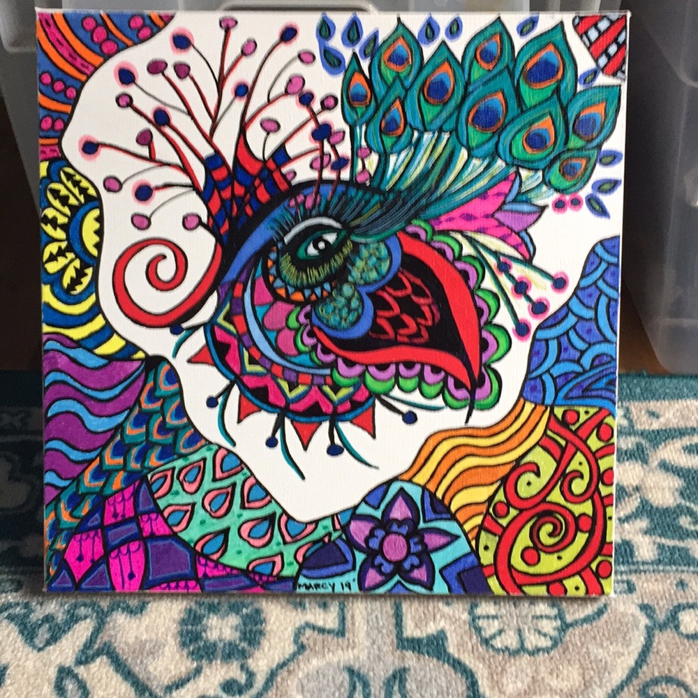 12x12 Dragon 🐉 eye 👁 acrylic paint 🎨 canvas.